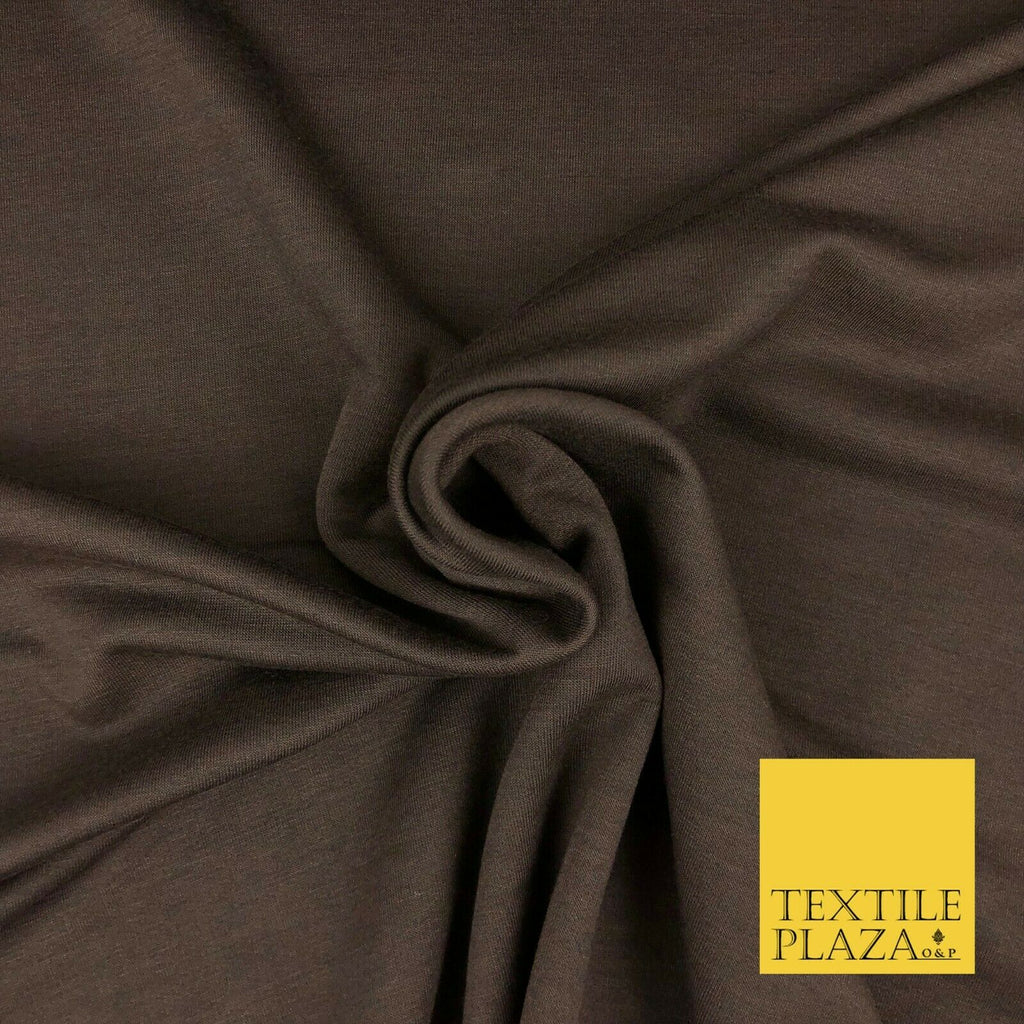 Premium BROWN Plain French 100% Cotton Terry Jersey 70" Dress Fabric 1336
