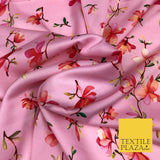 Bubblegum Pink Floral Silky Digital Print Satin Crepe Dress Fabric Trendy I1075