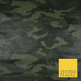 Green Woodland Camouflage Wax Coated Cotton Fabric Army Military Material 4003