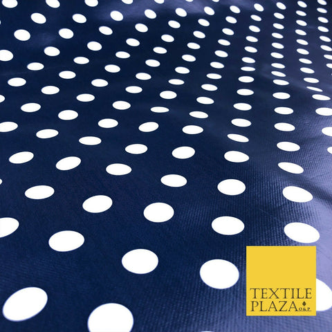 NAVY BLUE Spotted Polka Dot PVC VINYL Tablecloth Oilcloth Wipe Clean 1258