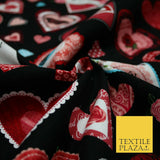 Valentine Love Hearts Patchwork Printed Needlecord Fabric Babycord Corduroy 58"