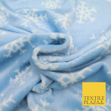 BLUE Christmas Snowflakes SUPER SOFT Printed Cuddle Fleece Blankets Craft 1652