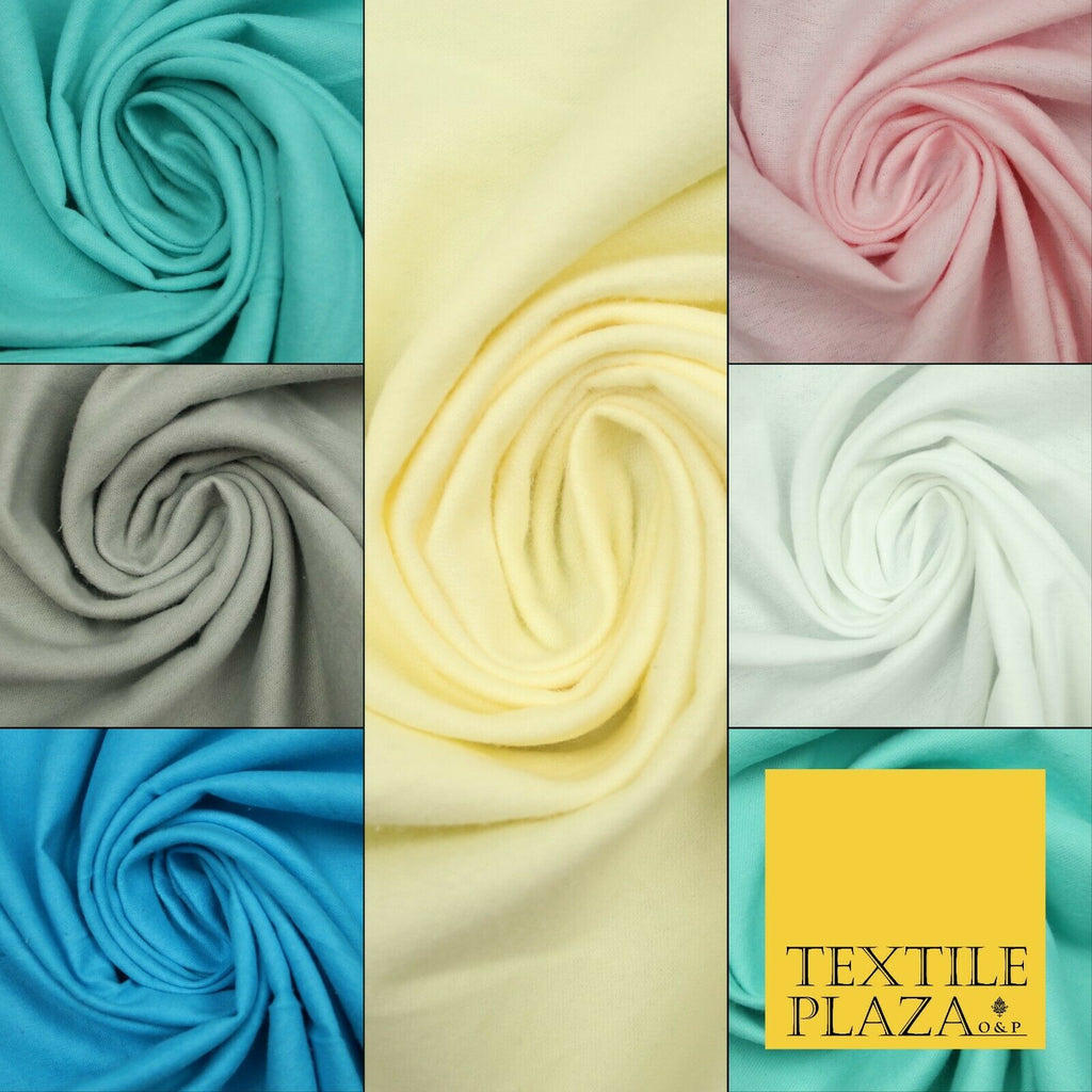 Plain Coloured Winceyette Soft 100% Brushed Cotton Fabric Flannel 90cm 7 COLOURS