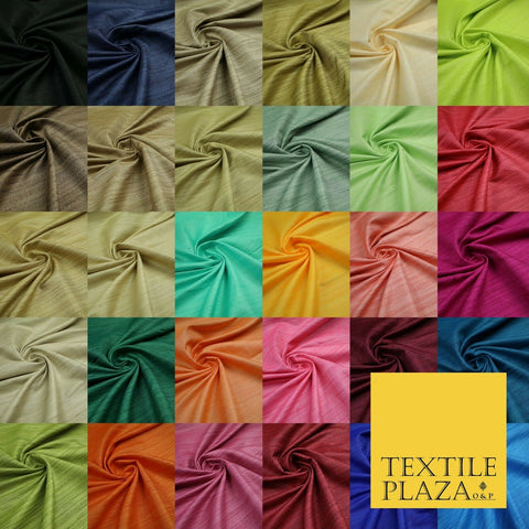 30 COLOURS Plain Dyed Slubbed Textured Faux Dupion Raw Silk 100%Polyester Fabric