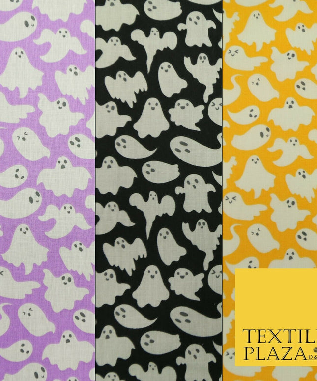 Spooky Scary Flying Ghosts Ghouls HALLOWEEN Printed Polycotton Fabric 45" Wide