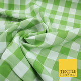 Green & White Gingham Check Bi-Stretch Panama Fabric Uniform Skirts 58" 6461