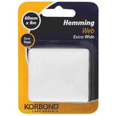KORBOND Extra Wide Hemming Web 60mmx8m Sew Free Craft Repair Bond Fabric 110048