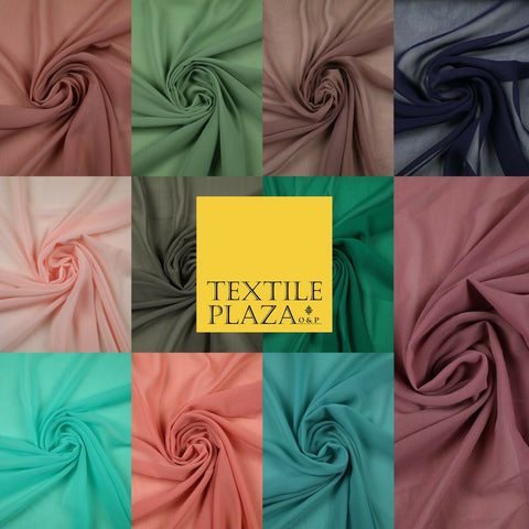 11 MIX COLOURS Premium Plain Dyed Chiffon Fine Soft Georgette Sheer Dress Fabric