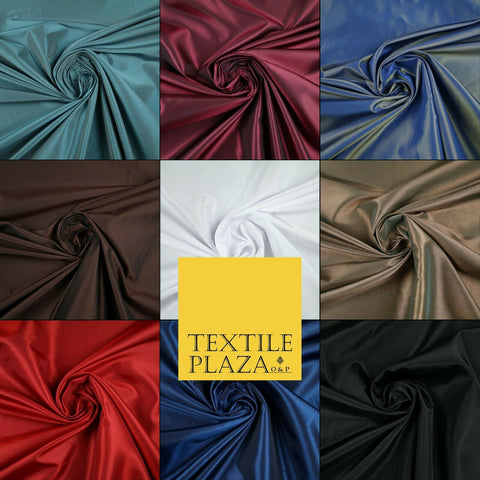 9 COLOURS - Plain Dyed Lightweight Faux Matte Silk TAFFETA Dress Lining Fabric