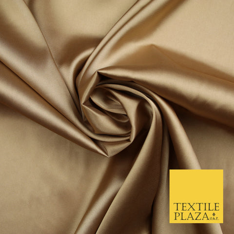 Hazelnut Gold Fine Silky Smooth Liquid Sateen Satin Dress Fabric Drape Lining Material 7828