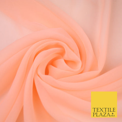 BRIGHT PEACH Premium Plain Dyed Chiffon Fine Soft Georgette Sheer Dress Fabric 8379