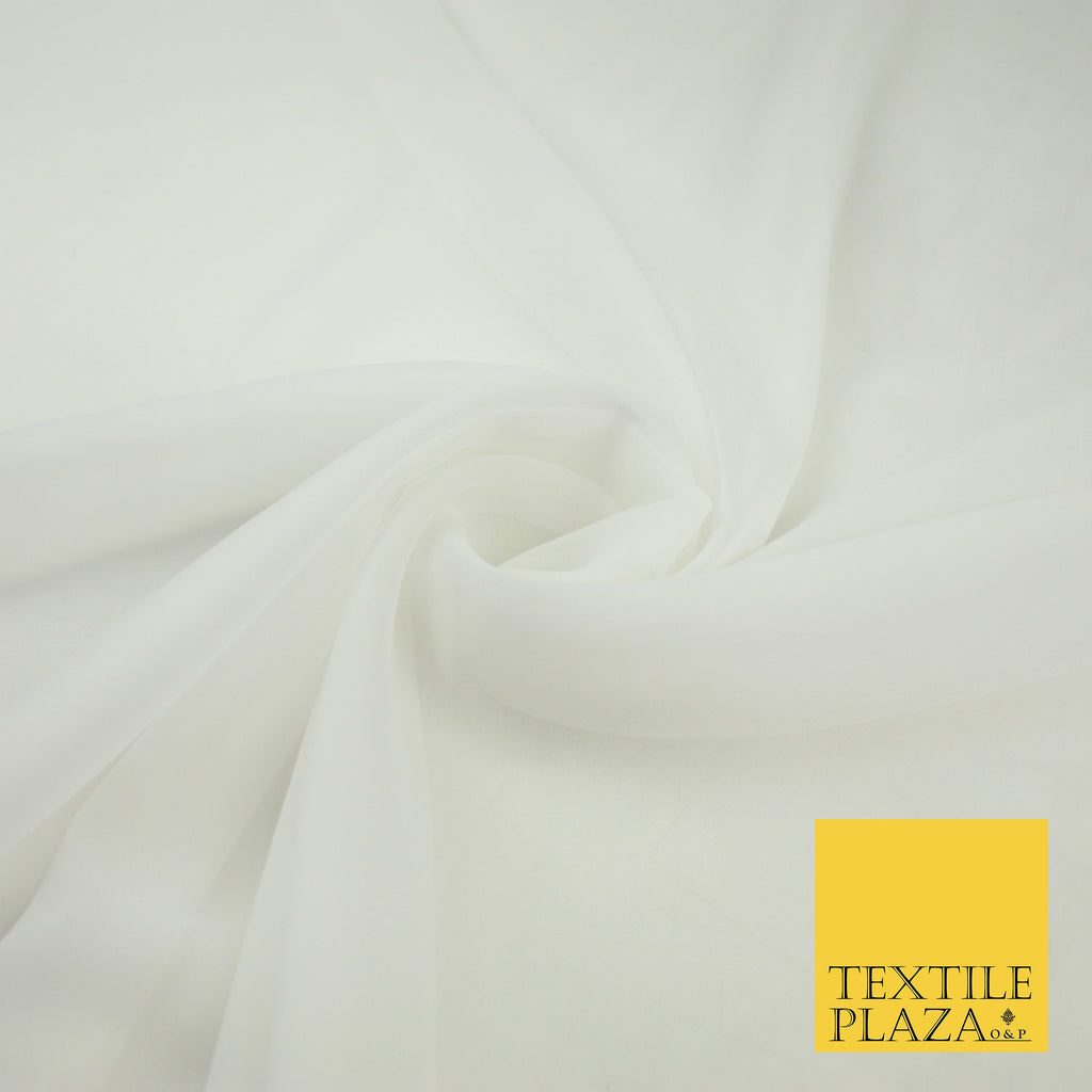 OFF WHITE Premium Plain Dyed Chiffon Fine Soft Georgette Sheer Dress Fabric 8275