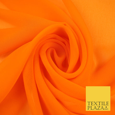 TANGERINE ORANGE Premium Plain Dyed Chiffon Fine Soft Georgette Sheer Dress Fabric 8372