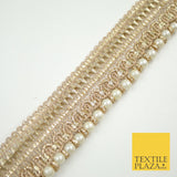 Gold Metallic Ribbon & Pearl Trim Border Ribbon Gota Lace 2.5cm Wide X691