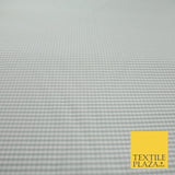 High Quality White Grey Check Gingham Faux Silk Taffeta Dress Fabric 57" 9642