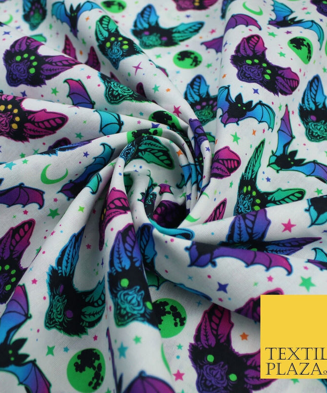 Neon Bats Halloween 100% Pure Cotton Printed Fabric 58" 10204