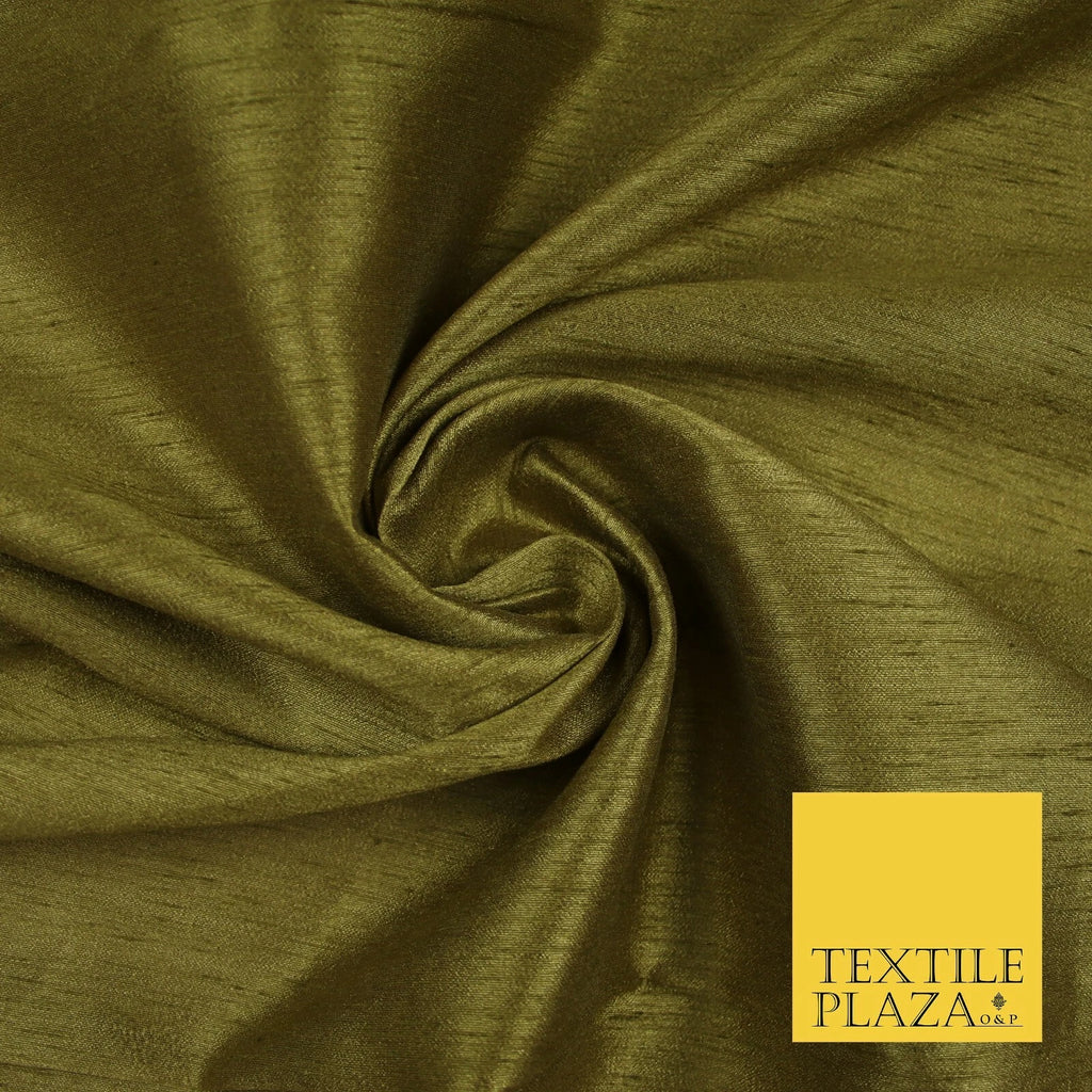 ANTIQUE GOLD Plain Dyed Faux Dupion Raw Silk 100% Polyester Dress Fabric 44" 6298