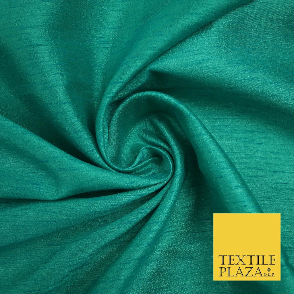 AQUAMARINE Plain Dyed Faux Dupion Raw Silk 100% Polyester Dress Fabric 44" 6289