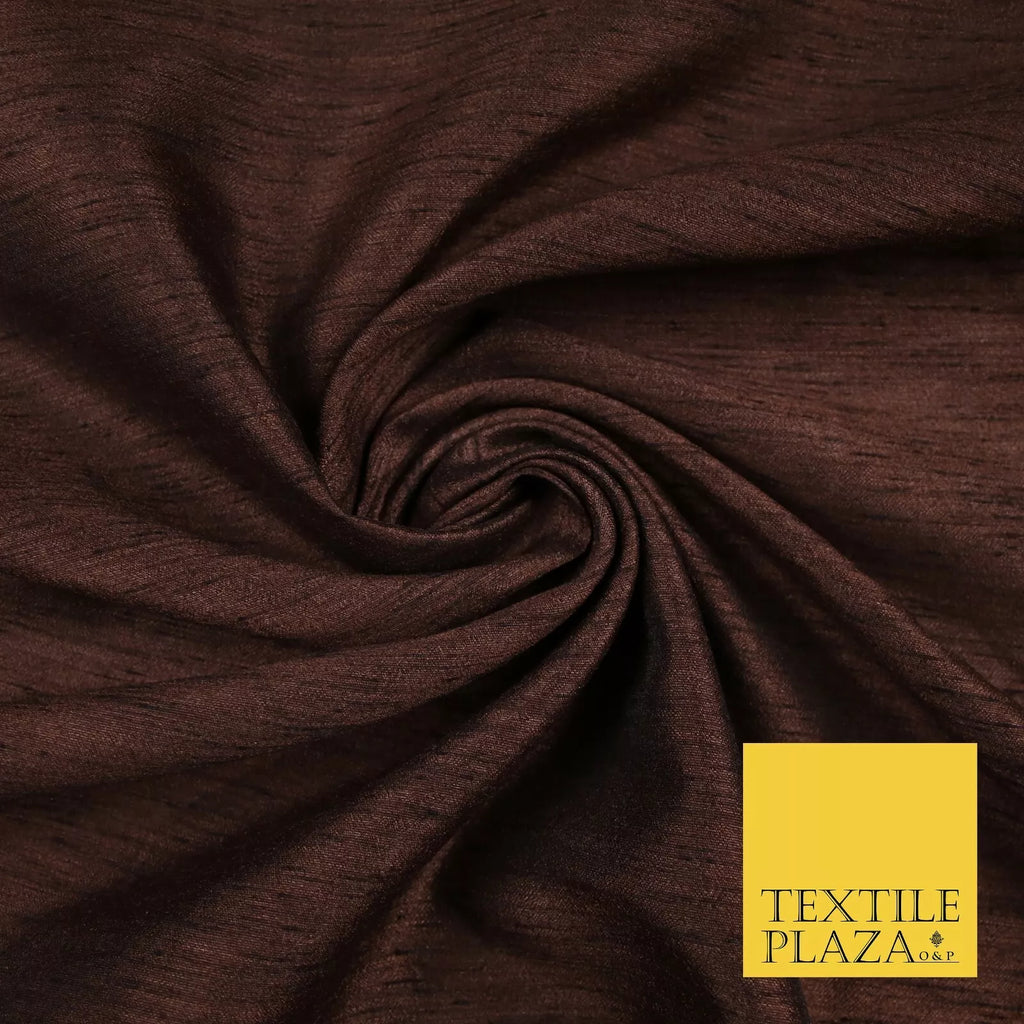 BROWN Plain Dyed Faux Dupion Raw Silk 100% Polyester Dress Fabric 44" 6296