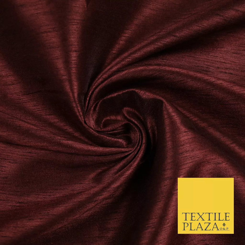CINNAMON BROWN Plain Dyed Faux Dupion Raw Silk 100% Polyester Dress Fabric 44" 6297