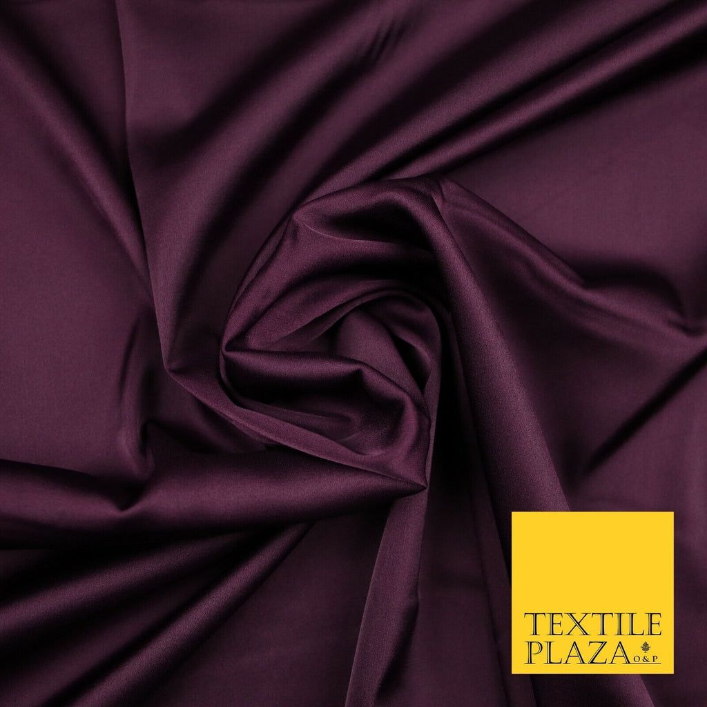AUBERGINE PLUM Fine Silky Smooth Liquid Sateen Satin Dress Fabric Drape Lining Material 7022