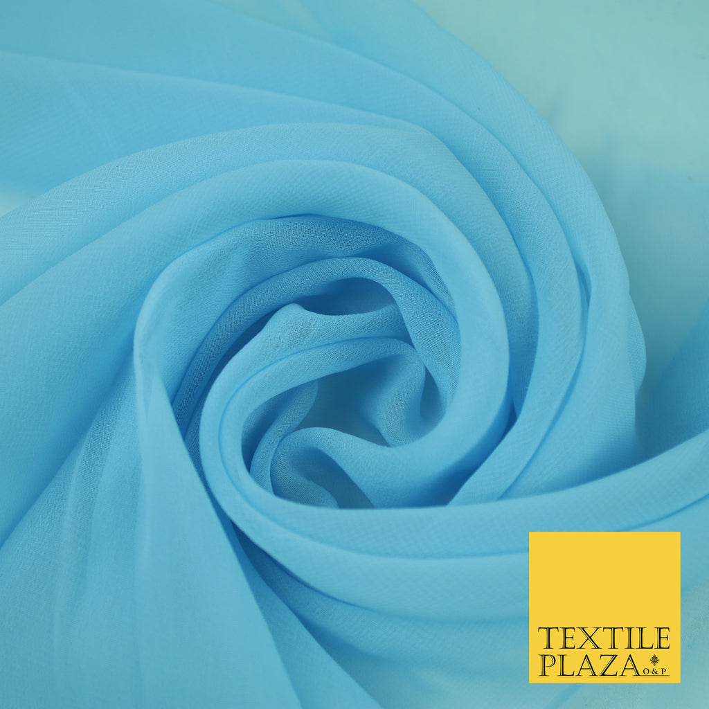 BABY BLUE Premium Plain Dyed Chiffon Fine Soft Georgette Sheer Dress Fabric 8406