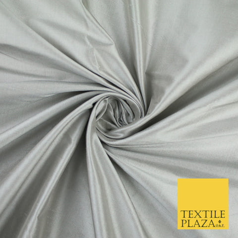 SILVER Luxury 100% PURE Plain Dupion Raw Silk Handloom Dress Fabric 8439