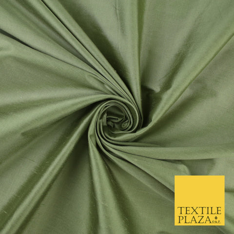 SAGE GREEN Luxury 100% PURE Plain Dupion Raw Silk Handloom Dress Fabric 8464