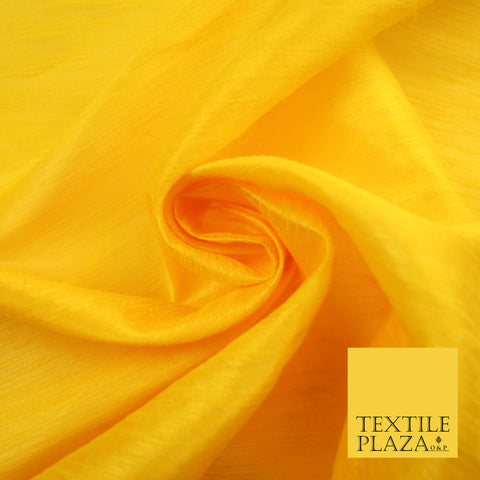 YELLOW  Plain Dyed Faux Dupion Raw Silk Polyester Dress Fabric Material 7966
