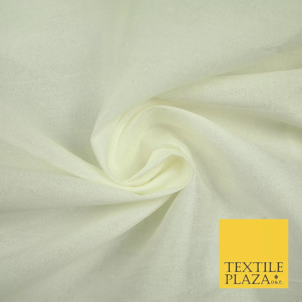 IVORY Plain Dyed Faux Dupion Raw Silk 100% Polyester Dress Fabric 44" 6250