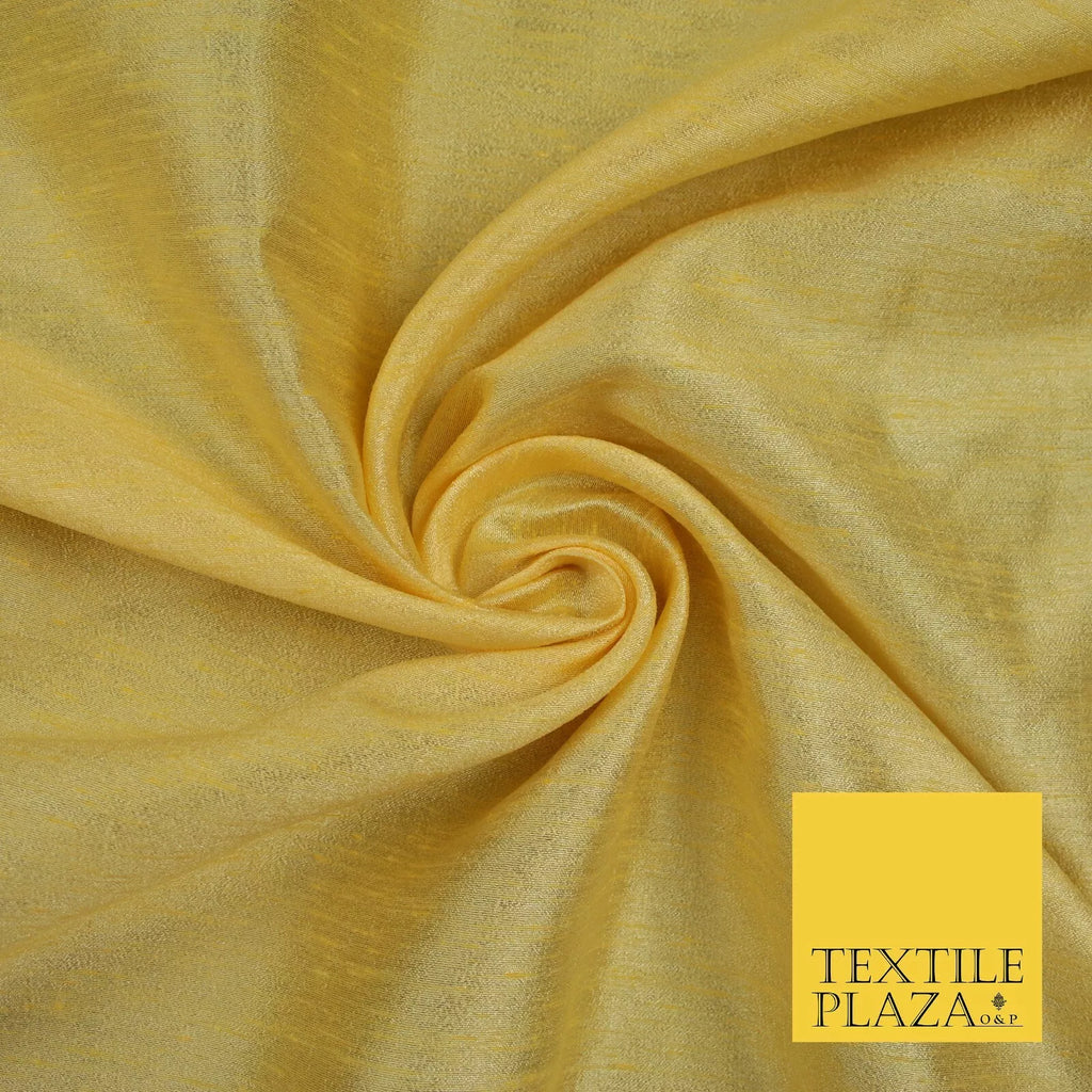 LEMON GOLD Plain Dyed Faux Dupion Raw Silk 100% Polyester Dress Fabric 44" 6255
