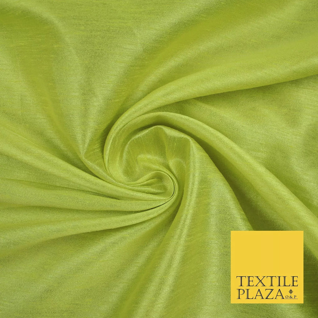 LIGHT LIME GREEN Plain Dyed Faux Dupion Raw Silk 100% Polyester Dress Fabric 44" 6277