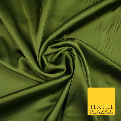 OLIVE GREEN  Fine Silky Smooth Liquid Sateen Satin Dress Fabric Drape Lining Material 7034