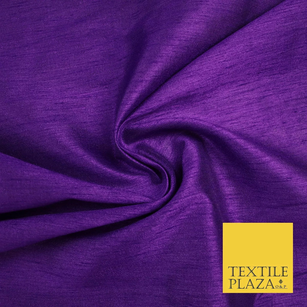 PURPLE Plain Dyed Faux Dupion Raw Silk 100% Polyester Dress Fabric 44" 6292