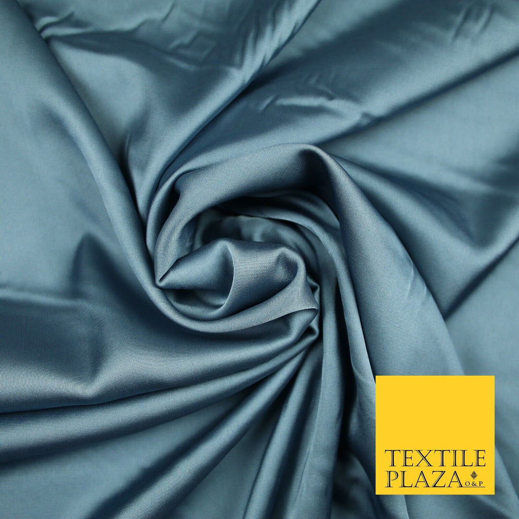 STORM DENIM GREY Fine Silky Smooth Liquid Sateen Satin Dress Fabric Drape Lining Material 7025