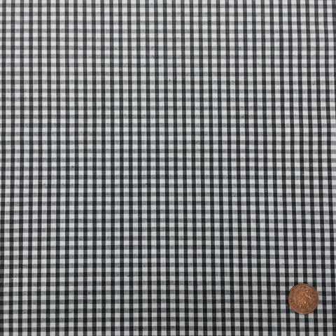 BLACK Small Gingham POLYCOTTON Fabric - Per Metre - 42" - RD52
