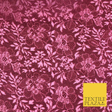 RASPBERRY PINK Floral Webbed Flower Printed Chiffon Dress Scarf Fabric 58" 1344