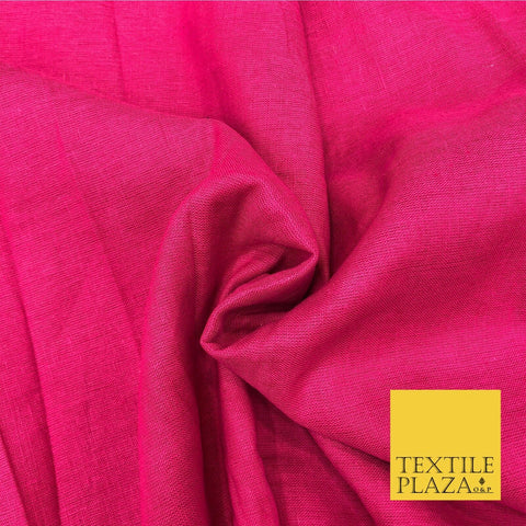 Cerise Pink Luxury Plain Cotton Linen Fabric - 10 Colours Dress Craft OG570