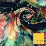 Premium Vintage Floral Flower Shaded Multicolour Printed Georgette Dress Fabric
