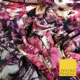 Pink Mix Techno Floral Digital Print Spun Rayon Viscose Dress Fabric Craft 1320