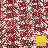 MAROON RED Premium Guipure Intricate Lace Dress Fabric Wedding Bridal 4 Cols 855