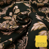 Black / Dusty Pink Ornamental Persian Feather Brocade Jacquard Dress Fabric 4144