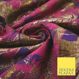Fucshia Purple Floral Bloom Antique Fancy Brocade Jacquard Dress Fabric 4153