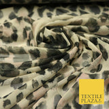 Beige Leopard Jaguar Animal Print Printed Power Mesh Net Stretch Fabric 61" 4319