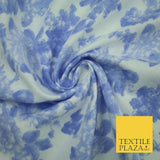 Blue White Vintage Floral Winceyette Soft Brushed Cotton Print Fabric 2205
