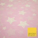 Blue Pink Falling Sketch Stars Soft Cotton Jersey Stretch Dress Fabric Baby 59"