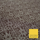 Brown Intricate Star Stencil Lattice Printed 100% COTTON POPLIN Fabric 54" 4998