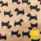 Cute Scottie Dog Terrier Bow SUPER SOFT Printed Cuddle Fleece Fabric Blankets