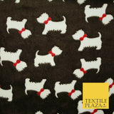Cute Scottie Dog Terrier Bow SUPER SOFT Printed Cuddle Fleece Fabric Blankets