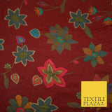 Flower Leaf Threadwork Look Luxury Pure Printed Floral Cotton Fabric